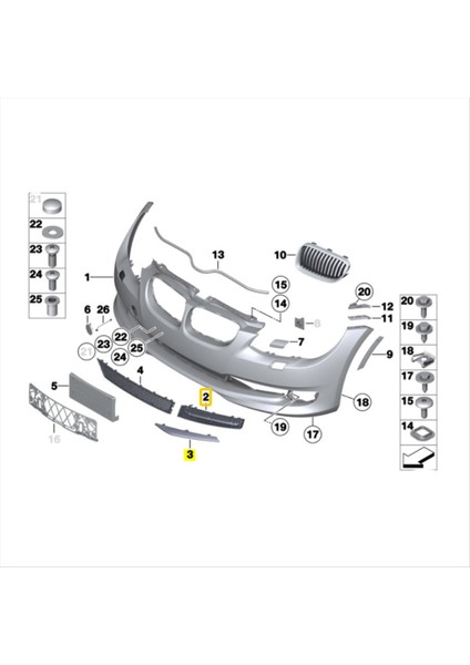 1paır Ön Tampon Izgara Trim Şerit Bmw 3 Serisi X5 E92 E93 2011-2013 320 323 325 328I 330I 51117229181 51117229182 (Yurt Dışından)