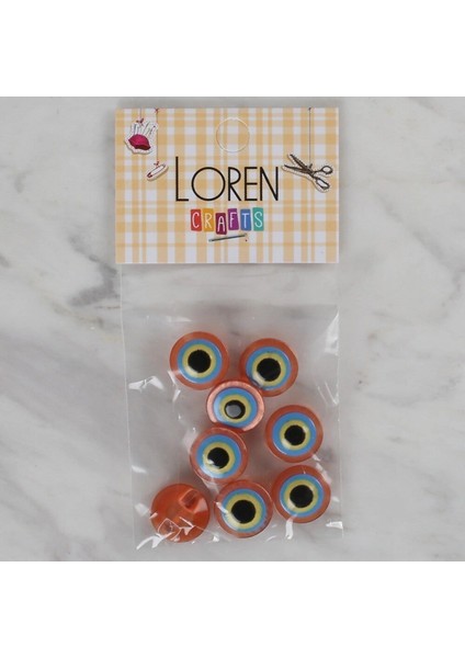 Loren Crafts turuncu 8 li nazar boncuğu düğme - 16