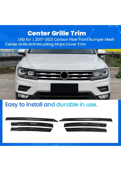 Tiguan Için Lhd L 2017-2021 Karbon Fiber Ön Tampon Örgü Merkezi Grille Izgara Kalıp Şeritleri Kapak Trim (Yurt Dışından) modelleri