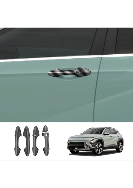 Araba Dış Yan Kapı Kolu Kapak Kapağı Hyundai Kona 2024+ Dış Kapı Kolu Trim Aksesuarları Karbon Fiber Desen (Yurt Dışından) fırsatları