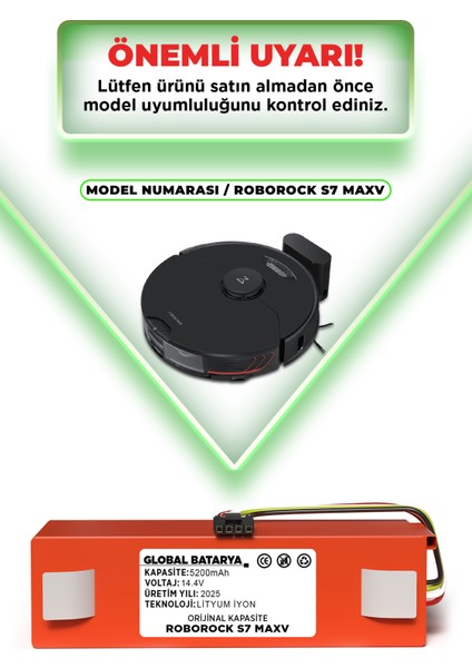 Roborock S7 Maxv Uyumlu Robot Süpürge Bataryası 14.4V 5200MAH Li-Ion Pil (Orijinal Kapasite) indirimleri