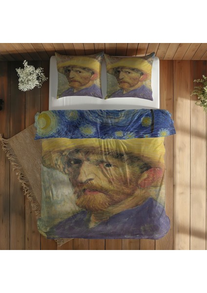 The Starry Night & Self-Portrait With Straw Çift Taraflı Nevresim Takımı - 200 cm x 220 cm fiyatları