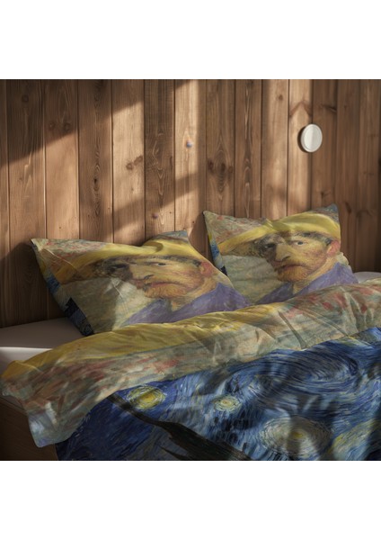 The Starry Night & Self-Portrait With Straw Çift Taraflı Nevresim Takımı - 200 cm x 220 cm modelleri