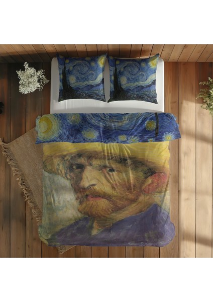 The Starry Night & Self-Portrait With Straw Çift Taraflı Nevresim Takımı - 200 cm x 220 cm fırsatları