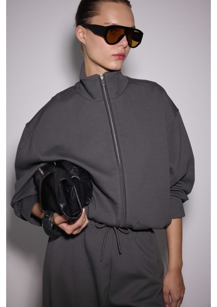 Dik Yaka Fermuarlı Interlok Sweat Ceket fiyatları