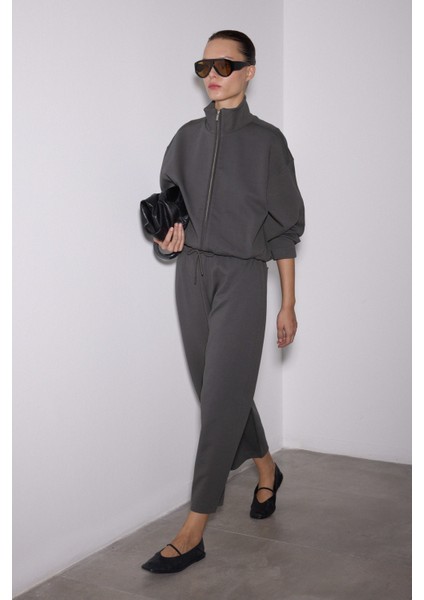 Dik Yaka Fermuarlı Interlok Sweat Ceket modelleri