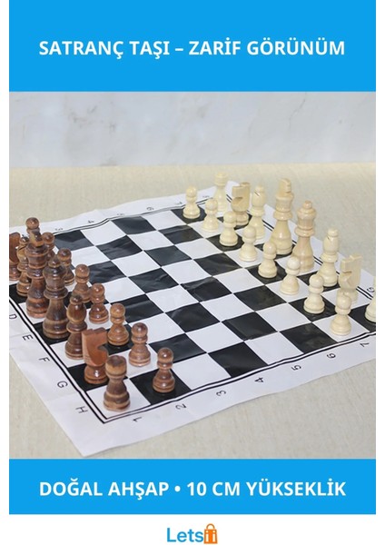 Ahşap Satranç Taşı 10 cm Estetik ve Dayanıklı Oyun Taşı