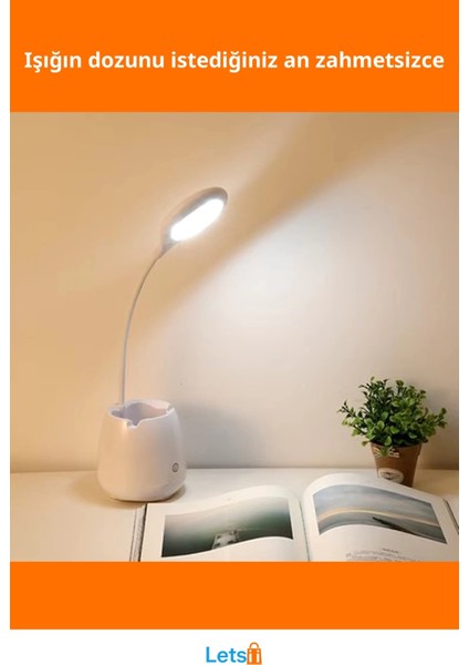 USB Şarjlı Dokunmatik Halka LED Masa Lambası Esnek Boyun ve Saklama Haznesi fiyatları