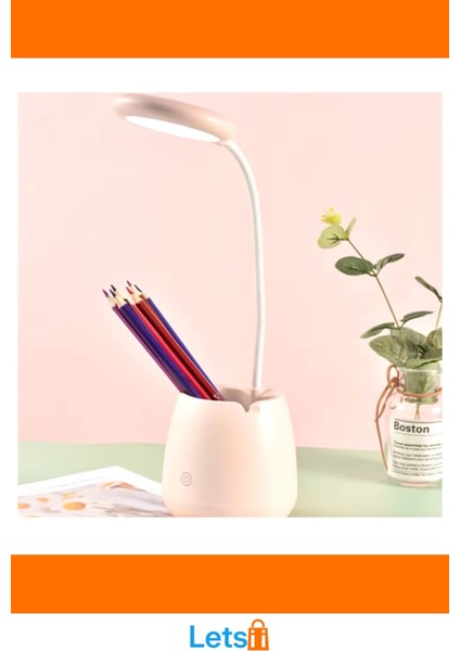 USB Şarjlı Dokunmatik Halka LED Masa Lambası Esnek Boyun ve Saklama Haznesi fırsatları