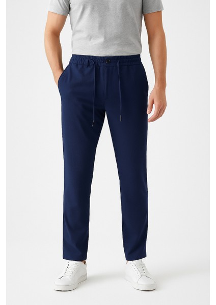 Ipli Keten Görünümlü Pantolon Likralı Slim