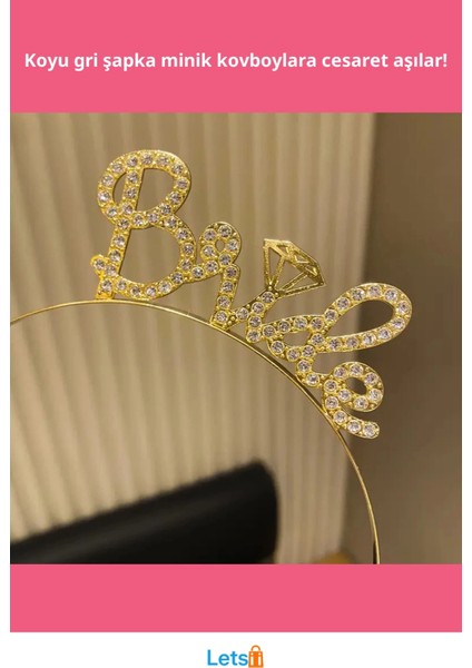 Altın Renkli Taşlı Bride Gelin Tacı fiyatları