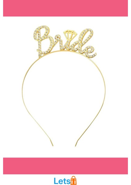 Altın Renkli Taşlı Bride Gelin Tacı modelleri