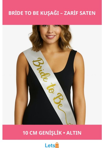 Beyaz Saten Italik Altın Bride To Be Kuşağı
