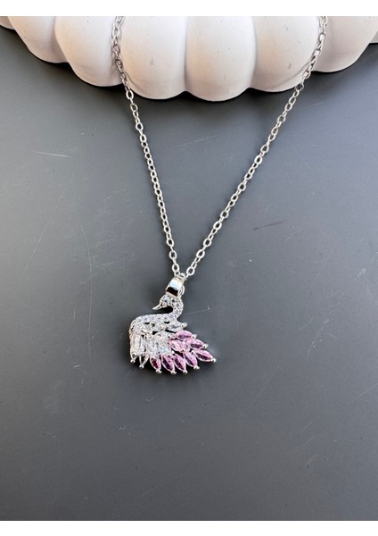 Işıklı Kutuda Pembe Kuğukolye Yüzük Seti Çelik modelleri