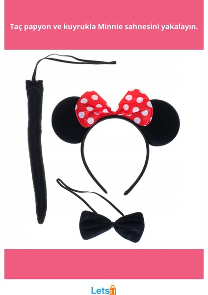 Minnie Mouse Taç Kuyruk Papyon Kostümü fiyatları