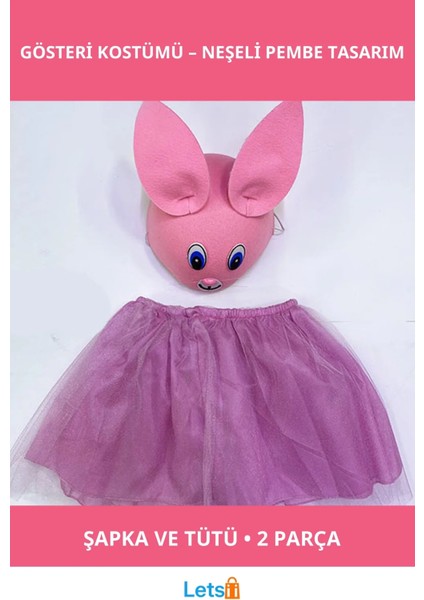 Pembe Tavşan Çocuk Gösteri Kostümü 23 Nisan Kutlamaları Için