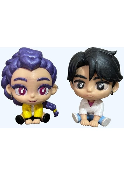 Baby Rumi & Baby Jinu Ikili Set | El Yapımı Parlak K-Pop Demon Hunters Tarzı Koleksiyon Figürleri