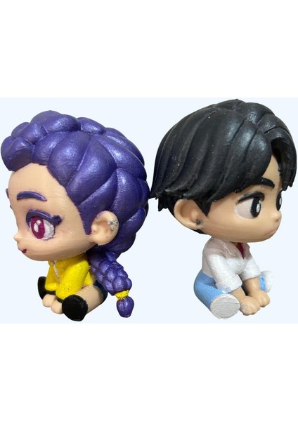 Baby Rumi & Baby Jinu Ikili Set | El Yapımı Parlak K-Pop Demon Hunters Tarzı Koleksiyon Figürleri fiyatları