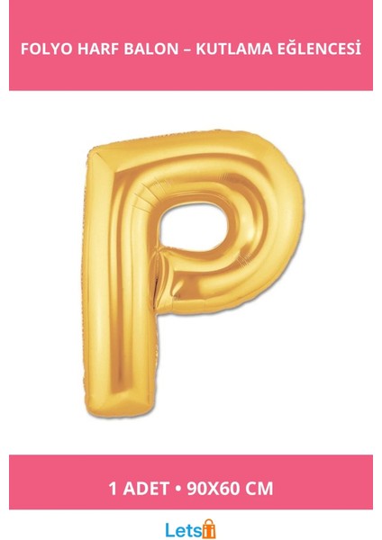 Altın Sarısı Folyo Harf Balon 1 Metre Uçan Balon