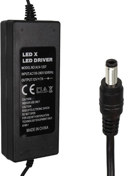 ALN-1207 12 Volt - 7 Amper 5.5*2.5 mm Uç Plastik Kasa Masaüstü Adaptör