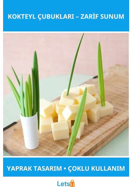 Yaprak Şeklinde Dayanıklı Kokteyl Çubukkları 10 Adet