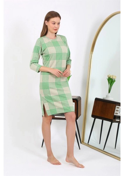- Pamuk Ev Elbisesi Tunik Gecelik Yeşil