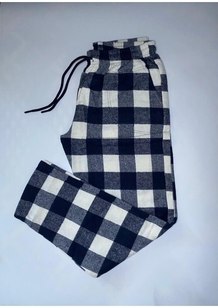 Yumuşak Dokulu Rahat Kalıp Kışlık Unisex Pazen Pijama Pantolonu Ekru -Konforlu Stilin Yeni Hali