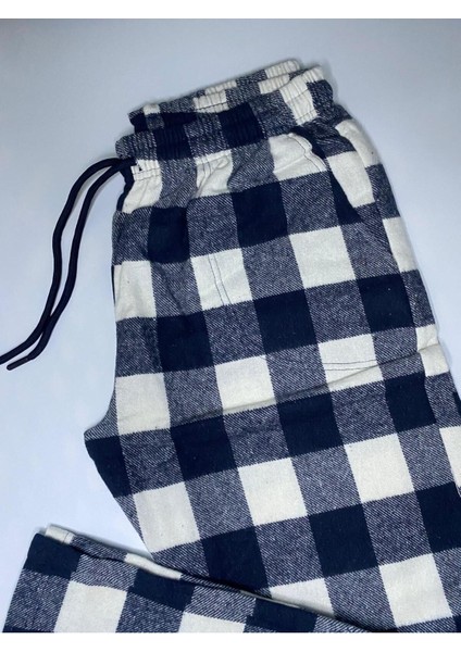 Yumuşak Dokulu Rahat Kalıp Kışlık Unisex Pazen Pijama Pantolonu Ekru -Konforlu Stilin Yeni Hali fiyatları