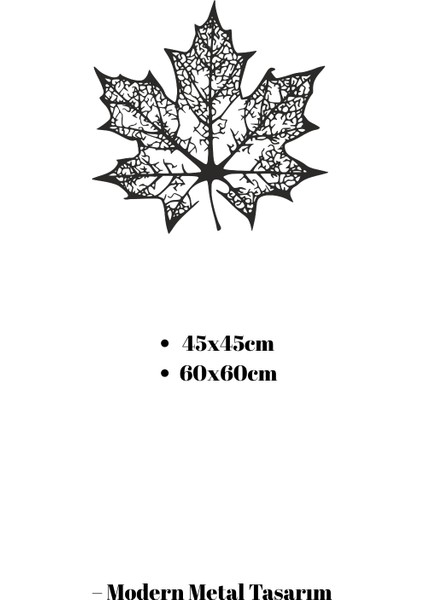 Metal Tasarım Akçaağaç Yaprağı Metal Duvar Dekoru Tablo 45X45 & 60X60 cm