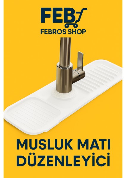 Elastik Musluk Matı Su Tutucu Düzenleyici Kaydırmaz Taban Organizer Mutfak Banyo Lavabo Matı