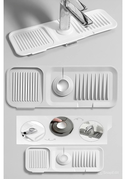 Elastik Musluk Matı Su Tutucu Düzenleyici Kaydırmaz Taban Organizer Mutfak Banyo Lavabo Matı fiyatları