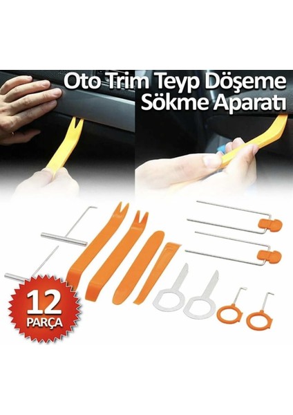 Oto Döşeme Teyp Trim Sökme Aparatı 12 Parça Radyo Kapı Profesyonel