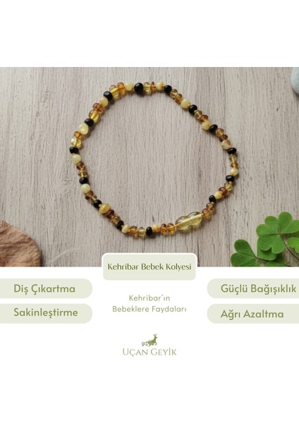 Kehribar Bebek Diş Kolyesi - Doğal Taş, Güvenli Tasarım, Diş Çıkarma Yardımcısı