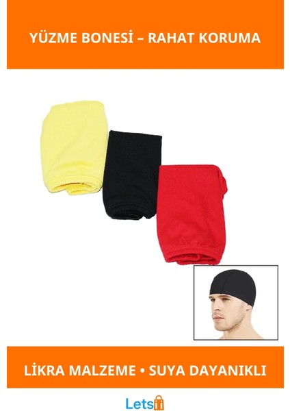 Likra Su Geçirmez Rahat Kullanım Havuz Yüzme Bonesi 20X30 cm