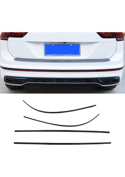 4pcs Araç Arka Tampon Trim Dış Pullar Vw Tiguan L 2022 2023 Otomatik Aksesuarlar Geri Dudak Koruması Parlak Siyah (Yurt Dışından) fiyatları