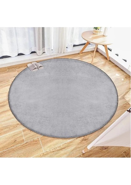 Yuvarlak Puffy Peluş Post , Overloklu Kaymaz Taban Halı 7 Renk