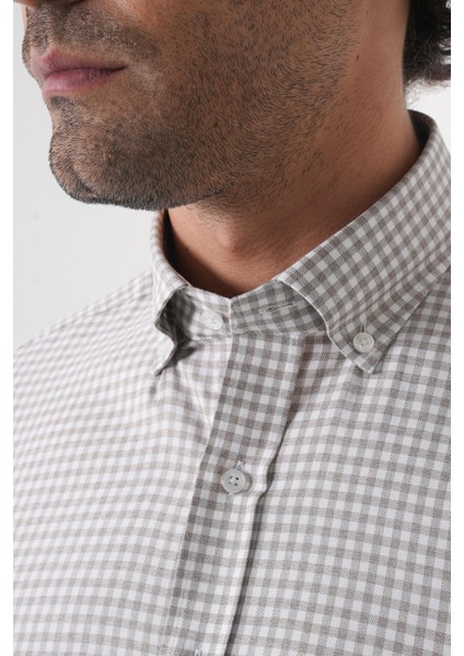 Regular Fit Paşa Yaka Pamuk Gri Erkek Gömlek GMEKS4K242028_D55 indirimleri
