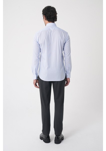 Açık Mavi Uzun Kol Klasik D Yaka Cepsiz Erkek Gömlek GMKLS250045_D33 indirimleri