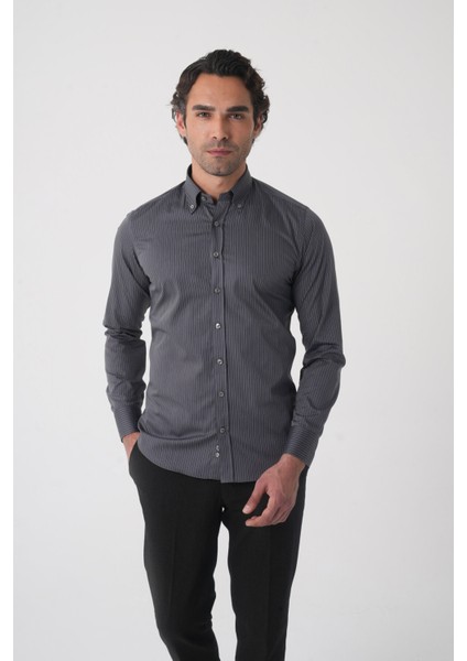 Regular Fit Erkek Uzun Kol Cepsiz Pamuk Antrasit Gömlek GMCZG250134_D58 fiyatları
