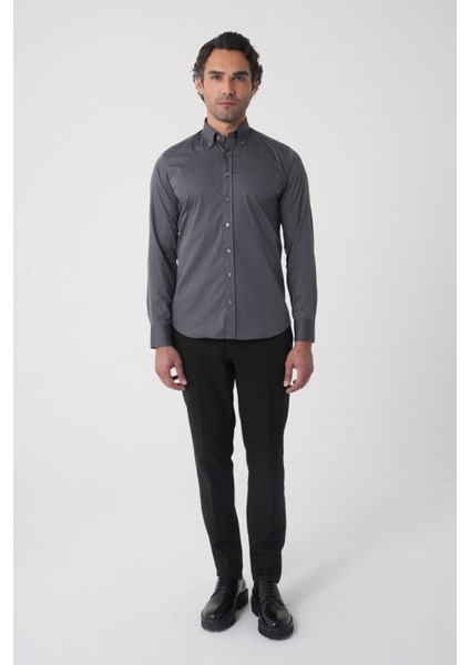 Regular Fit Erkek Uzun Kol Cepsiz Pamuk Antrasit Gömlek GMCZG250134_D58 modelleri