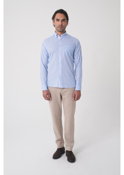 Erkek Regular Fit Uzun Kol Açık Mavi Gömlek GMKTN250016_33 fırsatları