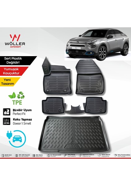Citroen E C4 Paspas Bagaj Havuzu Set Elektrikli 2021 Sonrası Uyumlu 3D Ultraflex Set