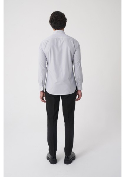 Regular Fit Erkek Napoli Yaka Uzun Kol Cepsiz Pamuk Gri Gömlek GMCZG250127_55 fırsatları