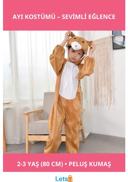 Kahverengi Peluş Çocuk Ayı Kostümü 2 3 Yaş