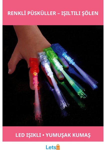LED Işıklı Renkli Püsküller 4 Adet Parti Dekorasyonu