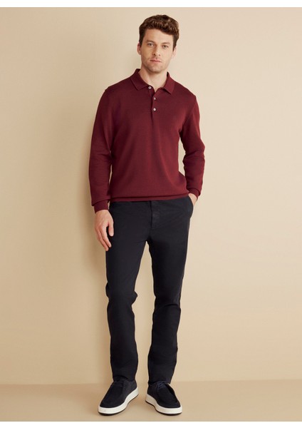 Polo Yaka Standart Bordo Erkek Kazak BBFW25MKL003 modelleri