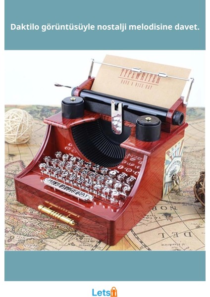 Nostaljik Daktilo Müzik Kutusu Ergonomik Tasarım 15X11X15 cm fiyatları