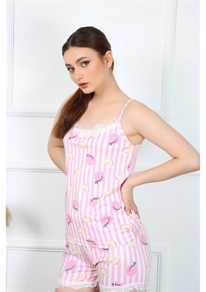 - Kadın Ip Askılı Pembe Şortlu Takım fiyatları