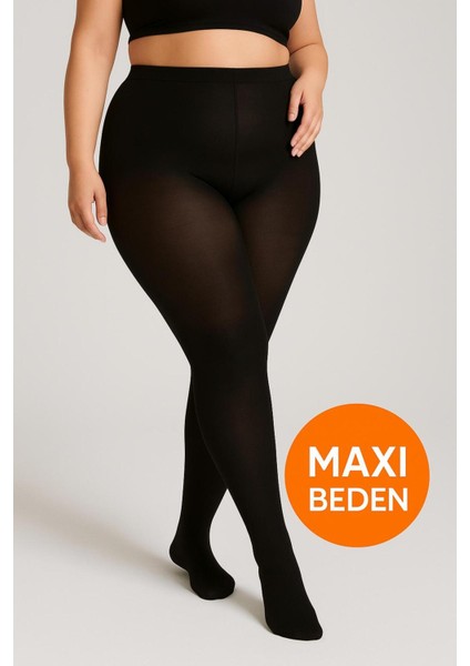 Büyük Beden Micro 40 Den Mevsimlik Maxi Mus Mat Orta Kalın Siyah Külotlu Çorap