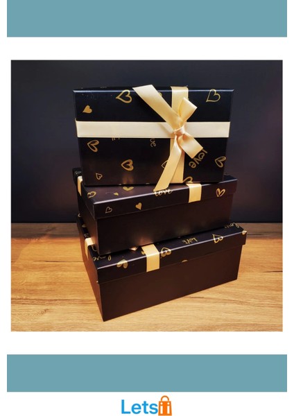 3'lü Dikdörtgen Hediye Kutusu Renkli ve Şık Tasarım modelleri